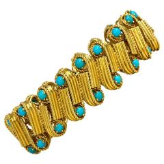 1950s Cartier Turquoise Gold Bracelet 9