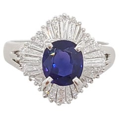 GIA Color Change Tanzanian Sapphire and Diamond Cocktail Ring in Platinum