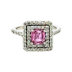 GIA Certified 1.77 Carat Pink Sapphire Diamond White Gold Engagement Ring