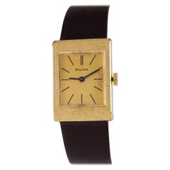 Bulova Men's 14k Yellow Gold Vintage Hand-Winding Watch Leather Band