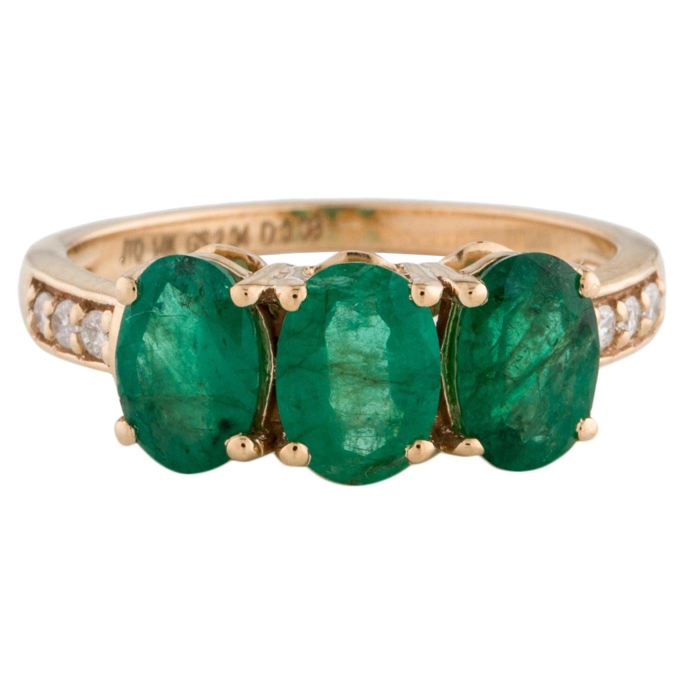 Stunning 14K Emerald & Diamond Band Ring 2.10ctw - Size 6.75 - Timeless Luxury For Sale