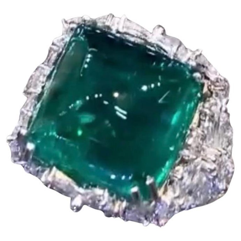 AIG-zertifizierte 20.02 Karat sambische Smaragde  2,32 Karat Diamanten 18k Gold Ring 