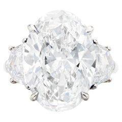 Bague solitaire en diamant taille ovale de 6 carats certifiée GIA