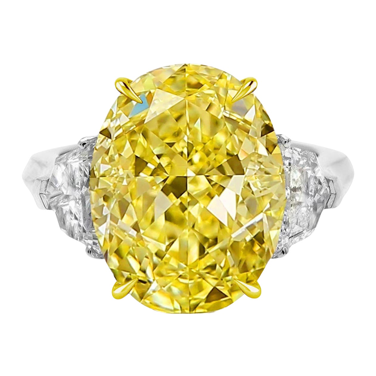 Bague fantaisie en diamant jaune de 5,18 carats certifiée GIA, FLAWLESS 