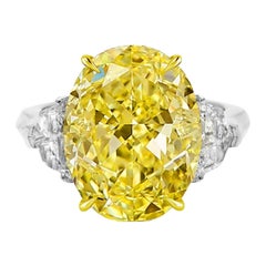 Bague fantaisie en diamant jaune de 5,18 carats certifiée GIA, FLAWLESS 