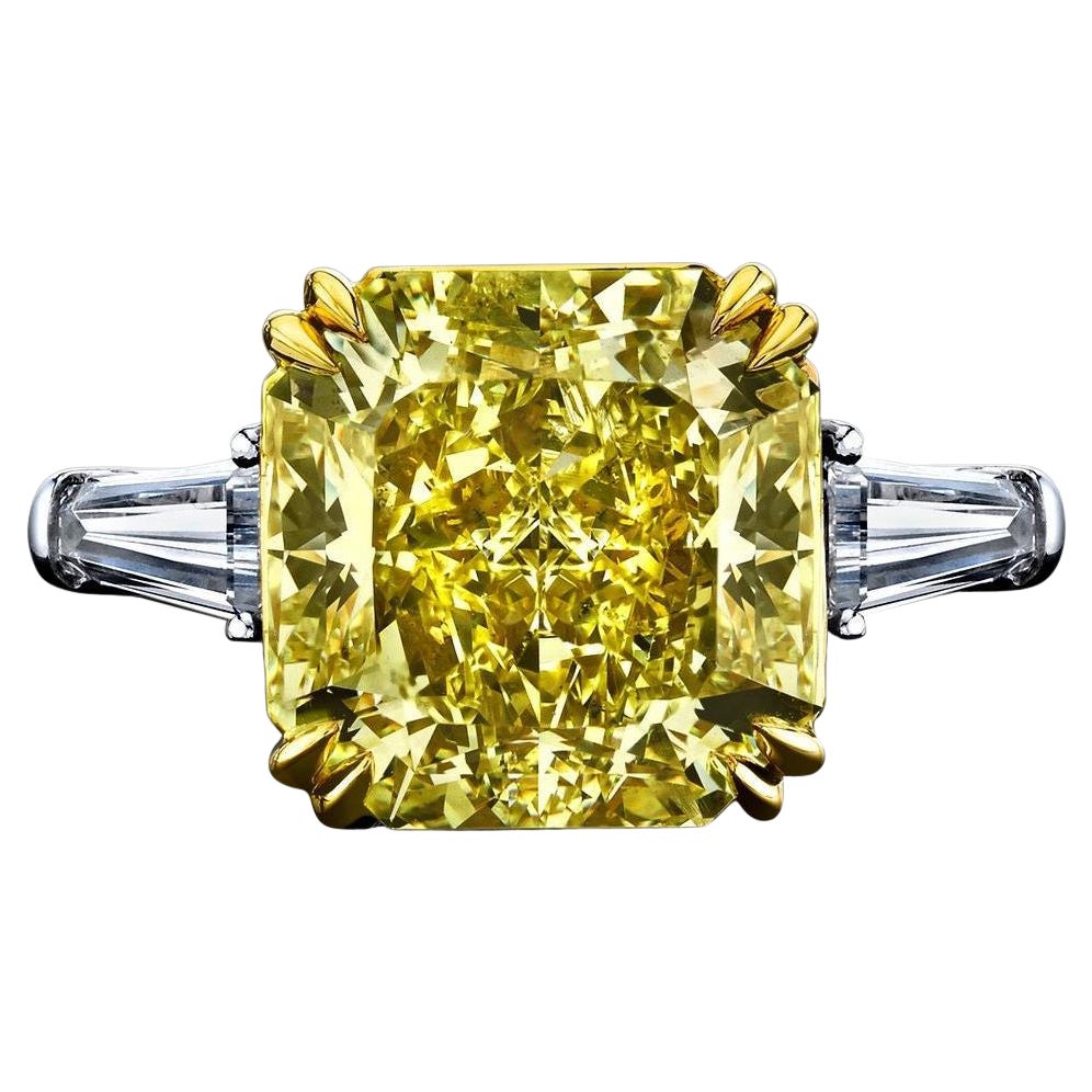 GIA Certified 3.33 Carat Fancy Intense Yellow Flawless Clarity Ring For Sale