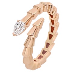 pear-cut diamond stylized bypass snake ring in 18kt rose gold
