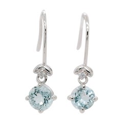 Aquamarin 925  Sliver Rhodium Damen-Ohrring 1500cts.