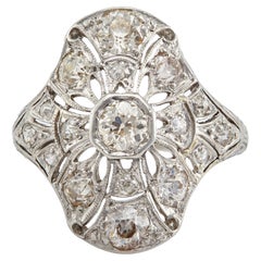 Edwardian Diamond Platinum Shield Ring
