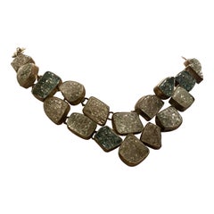 Retro-Halskette aus Sterlingsilber mit grünem Quarz 925