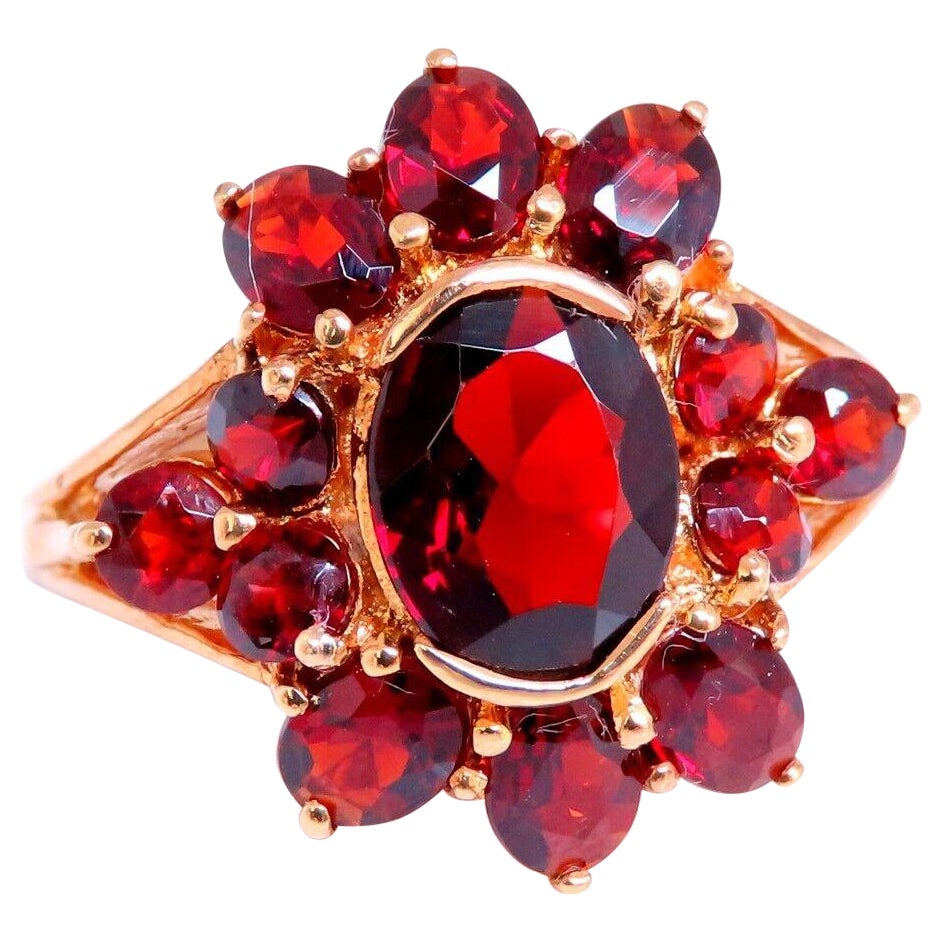 3ct Natural Garnet Cluster Ring 14kt Gold