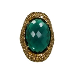 Green Tourmaline and yellow Diamond Ring