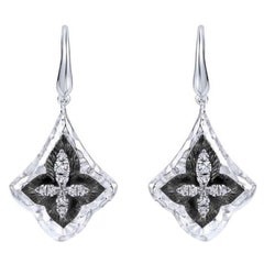   Sterling Silver and White Sapphire Earrings with Black Rhodium