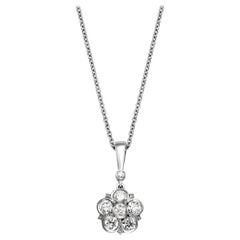 Altschliff Diamant Rose Floral Platin-Anhänger Halskette