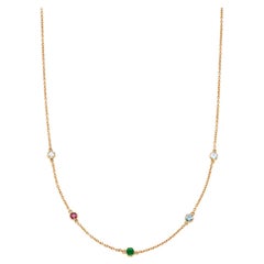 Antique Inspired Multi Gemstone Acrostic Yellow Gold "Dream" Chain Necklace