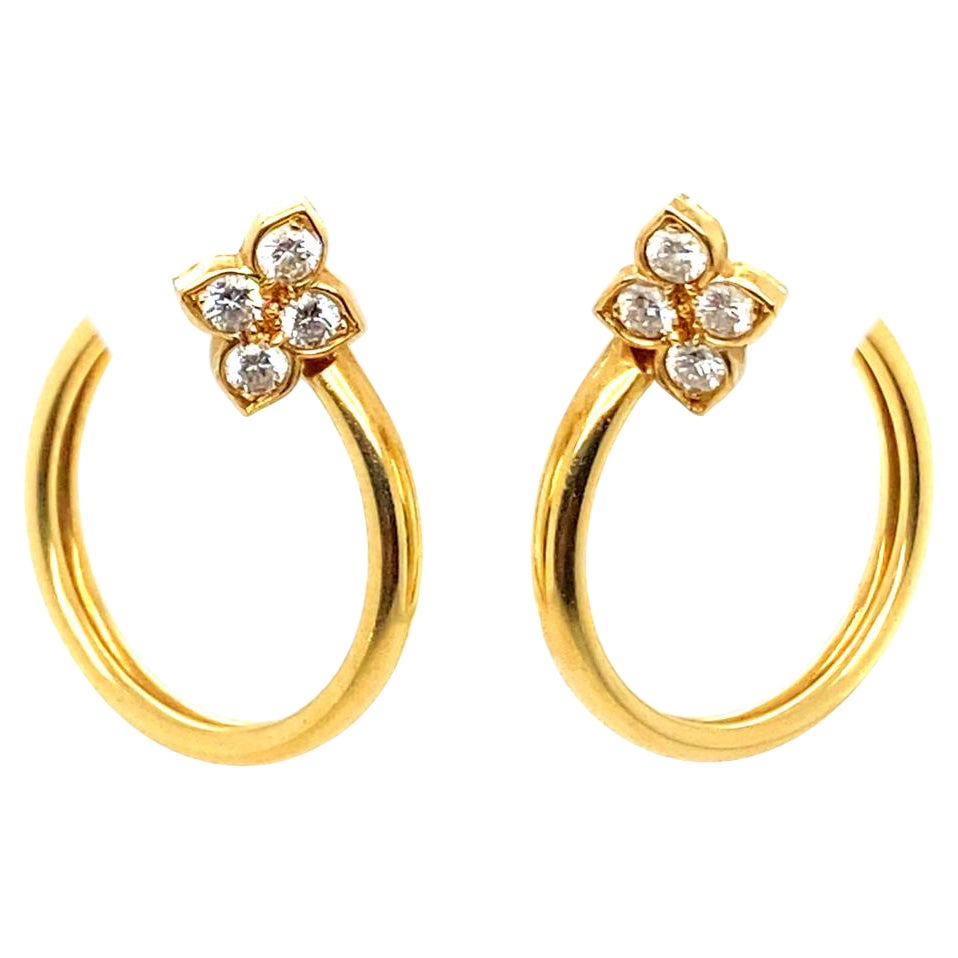 Cartier Hindu Diamond Hoop 18 Karat Yellow Gold Earrings 