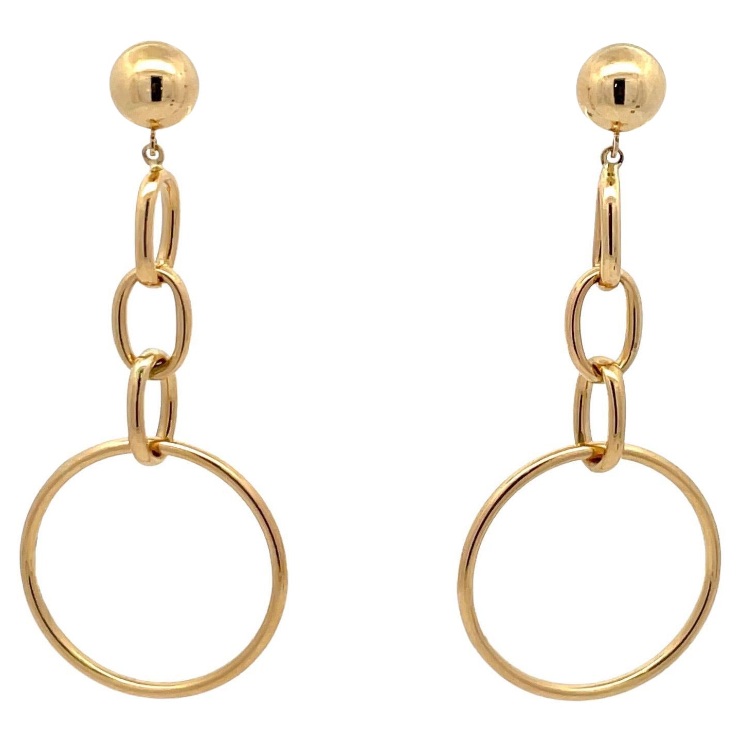 Italian Multi-Link Drop Earrings 14 Karat Yellow Gold 3.1 Grams