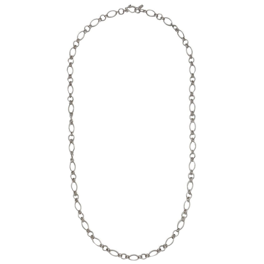 Faye Kim Platinum Handmade Mini Marquise Link Necklace  For Sale