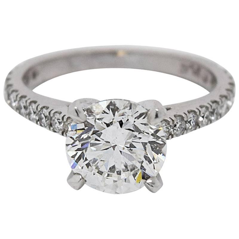  2 Carat Round Diamond Platinum Engagement Ring For Sale