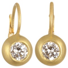 Faye Kim 18k Gold Diamond Dome Lever Back Earrings