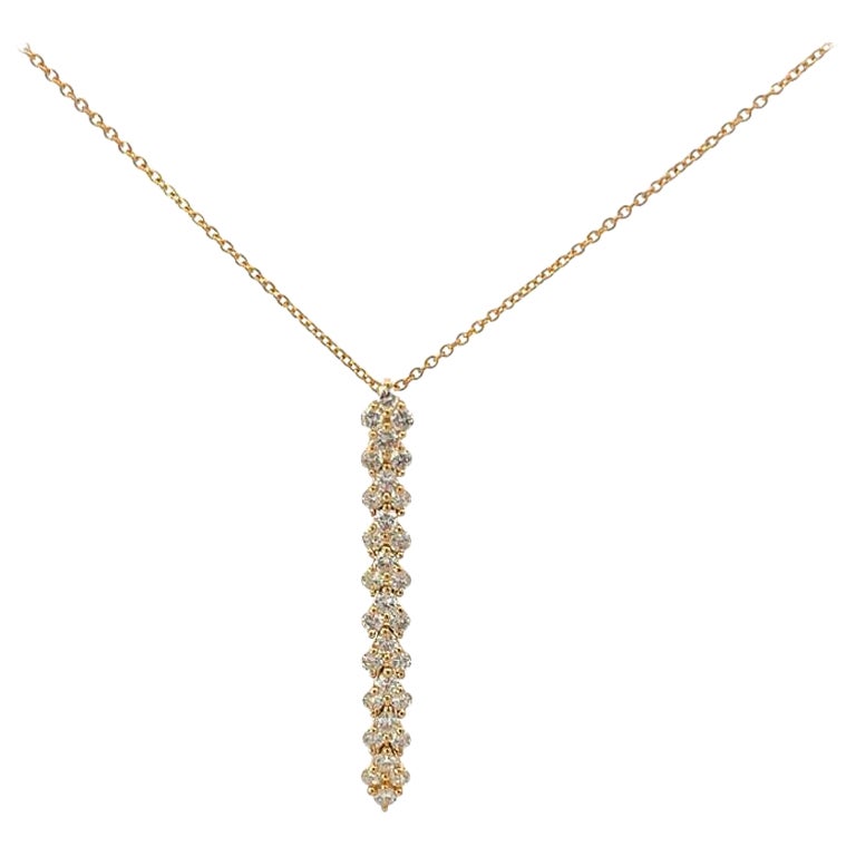 Diamond Pendant Necklace 1.38ct 18k yellow gold  For Sale