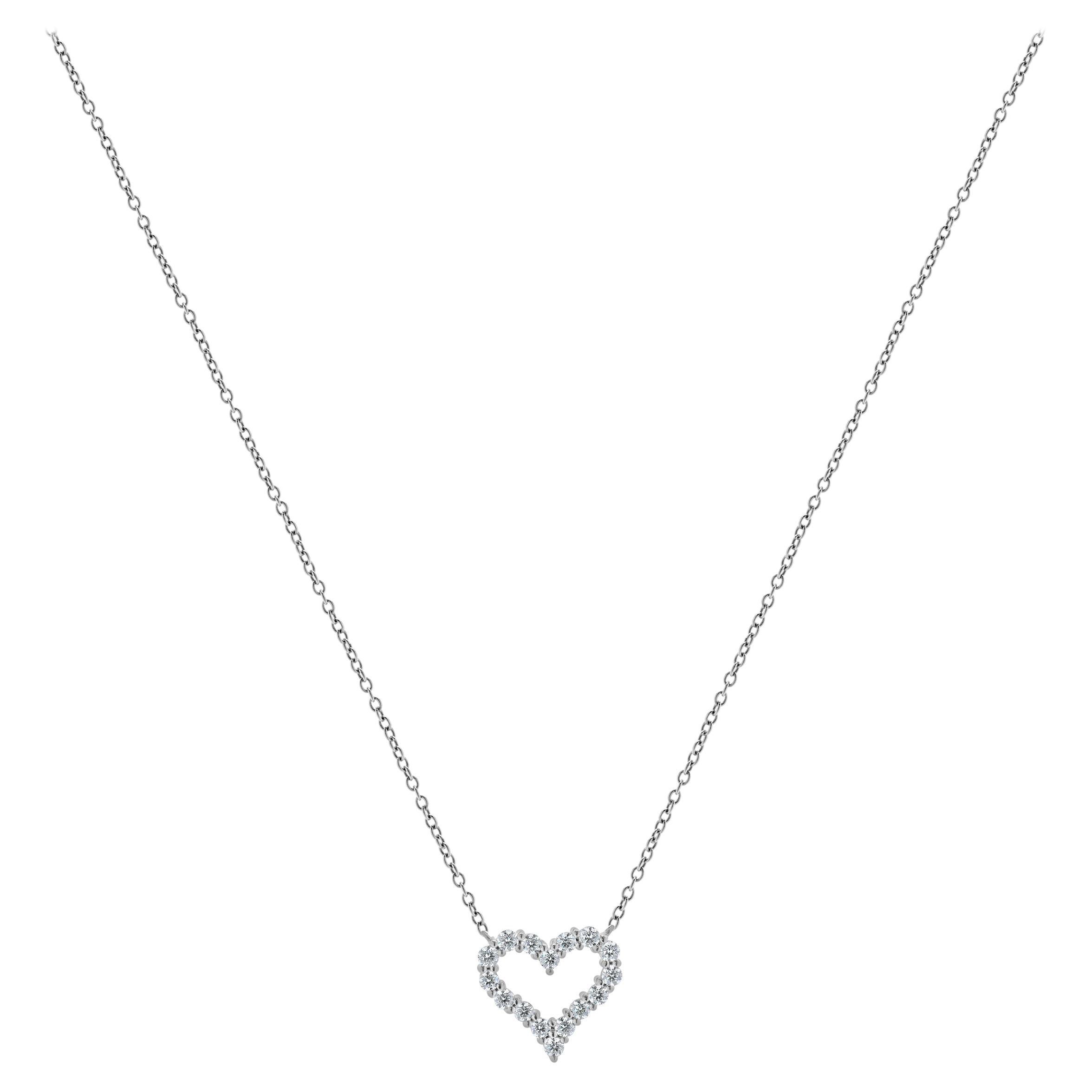 Tiffany & Co. Platinum Diamond “Mini” Open Heart Necklace