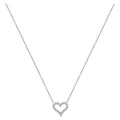 Tiffany & Co. Platinum Diamond “Mini” Open Heart Necklace