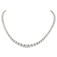 Collar Riviera Alexander GIA 18,03 Quilates Diamante Tenis Oro Blanco 18k