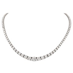 Alexander GIA 18.03 Carat Diamond Tennis Riviera Necklace 18k White Gold