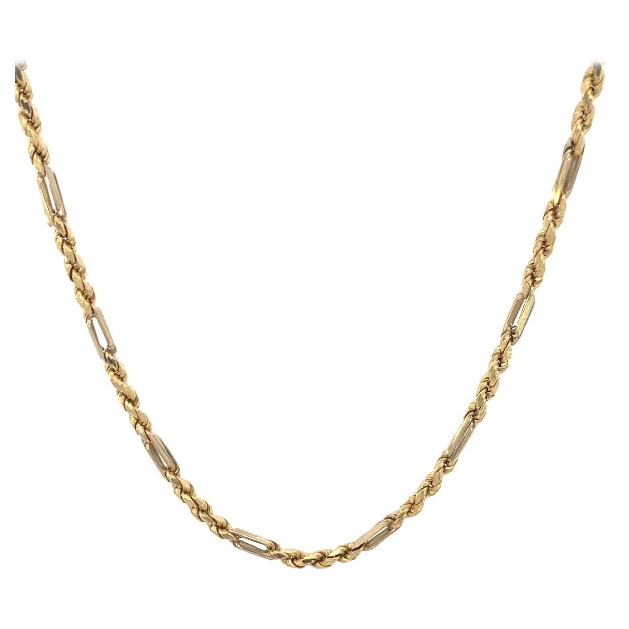 24" 14K Yellow Gold rope Chain 16.32g For Sale