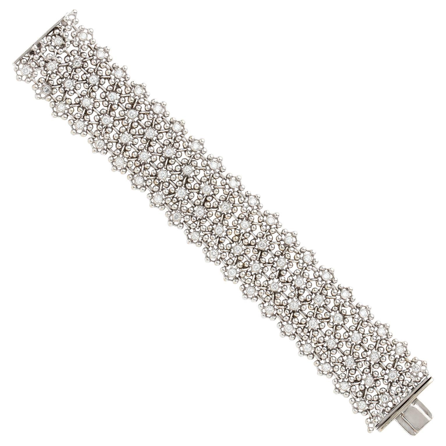 Damiani Breites Diamantgeflecht Weißgold-Armband