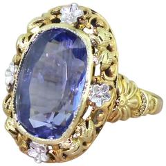 Edwardian 8.04 Carat Natural Ceylon Sapphire Ring, circa 1910