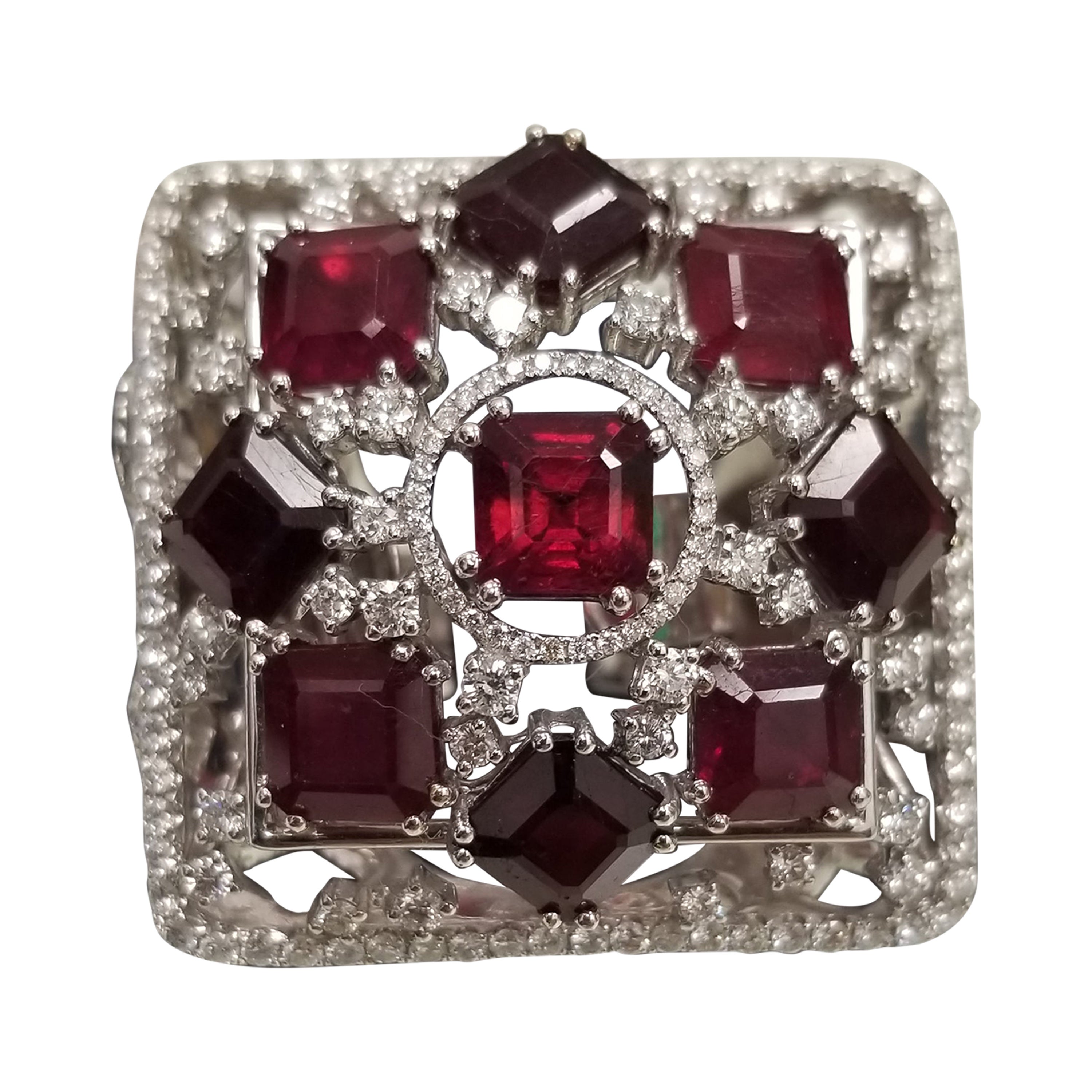Large ruby and diamond ring