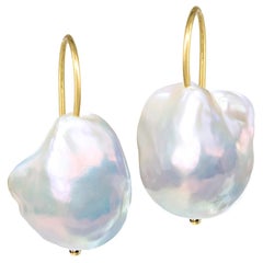 Russell Trusso Colorful White Freshwater Baroque Pearl Drop Earrings