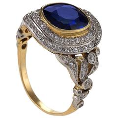 Belle Epoque Sapphire, Diamond, Platinum and Gold Ring