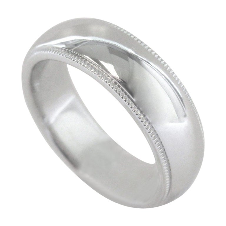 TIFFANY & Co. Together Platinum 6mm Milgrain Wedding Band Ring 6 For Sale