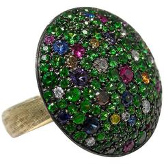 Jona Tutti Frutti Pave Gold Cocktail Ring