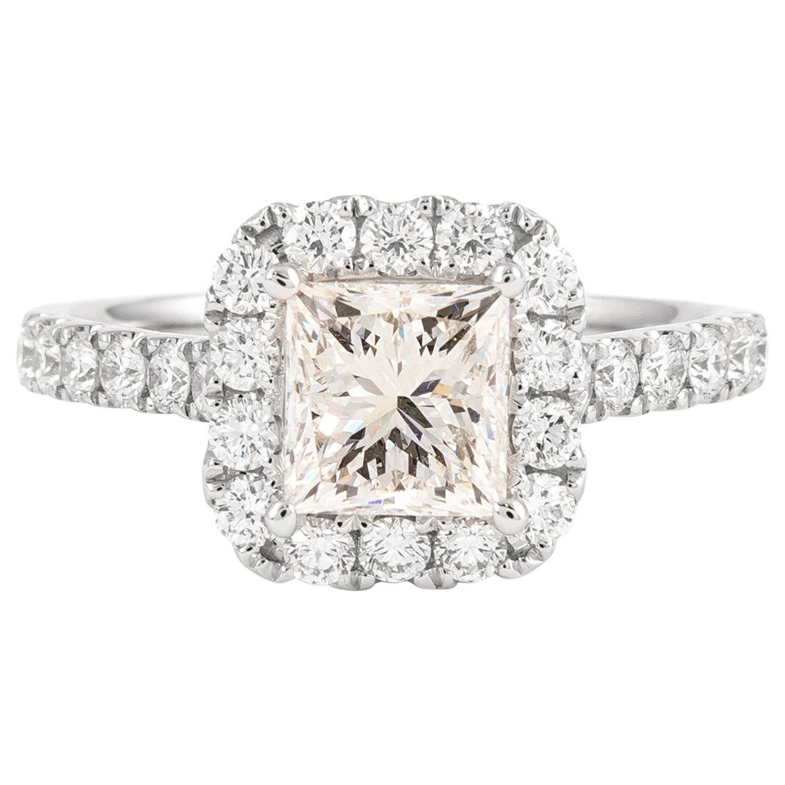 Alexander G VS1 1.30 Carat Princess Cut Diamond Ring 18k White Gold For Sale