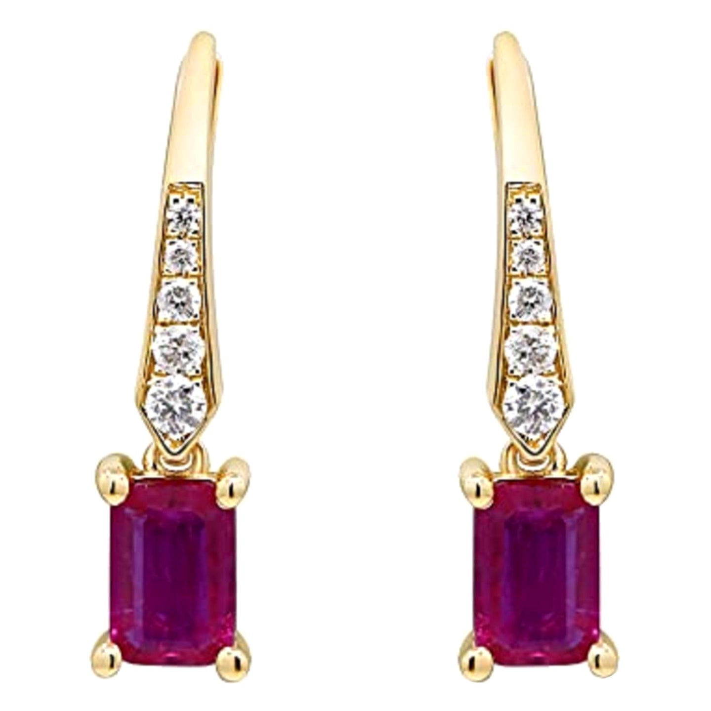 Gin & Grace 14K Yellow Gold Mozambique Ruby Earrings with Diamonds for women