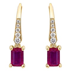 Gin & Grace 14K Yellow Gold Mozambique Ruby Earrings with Diamonds for women