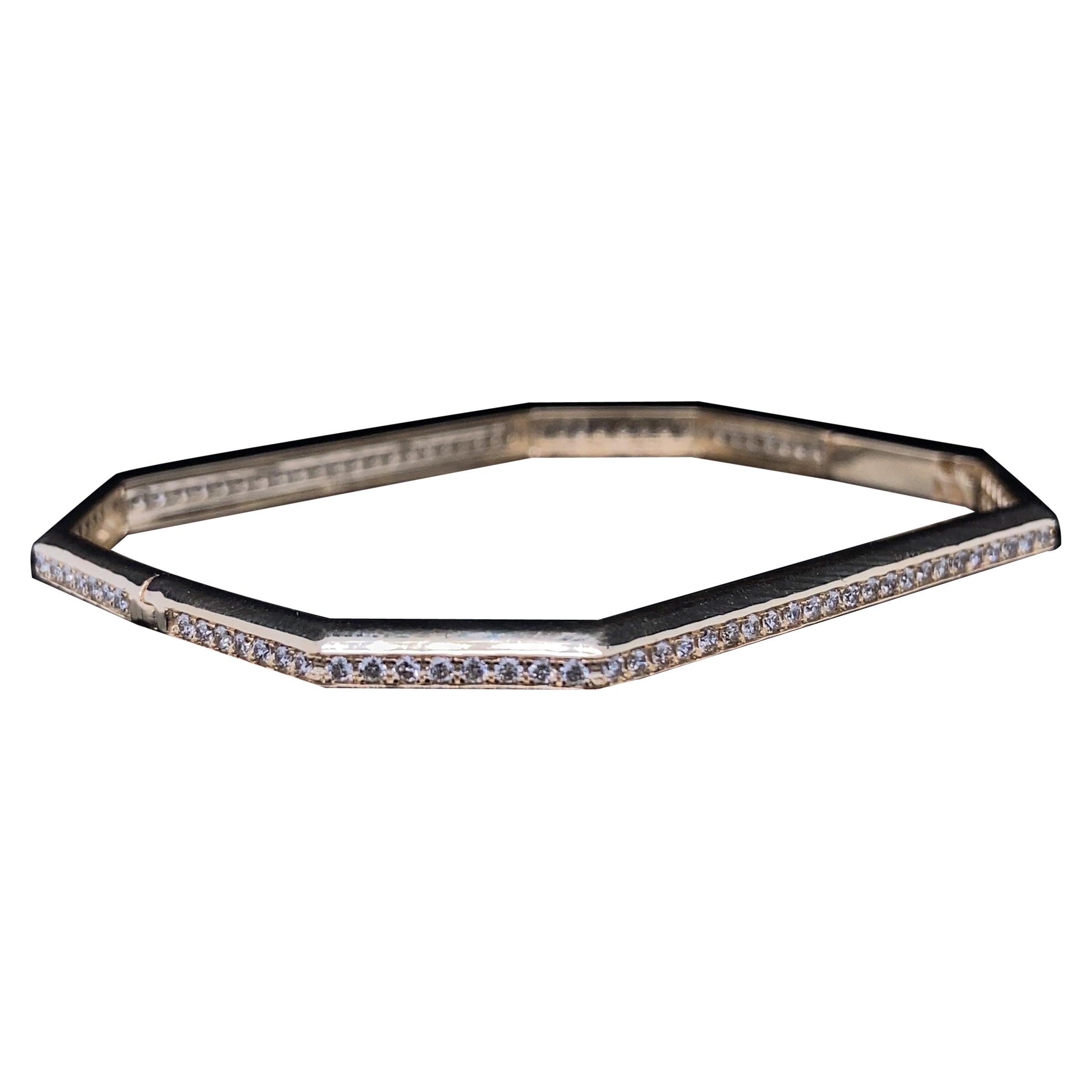 Octagonal Shape Bangle Bracelet Set in 18k Solid Gold For Sale