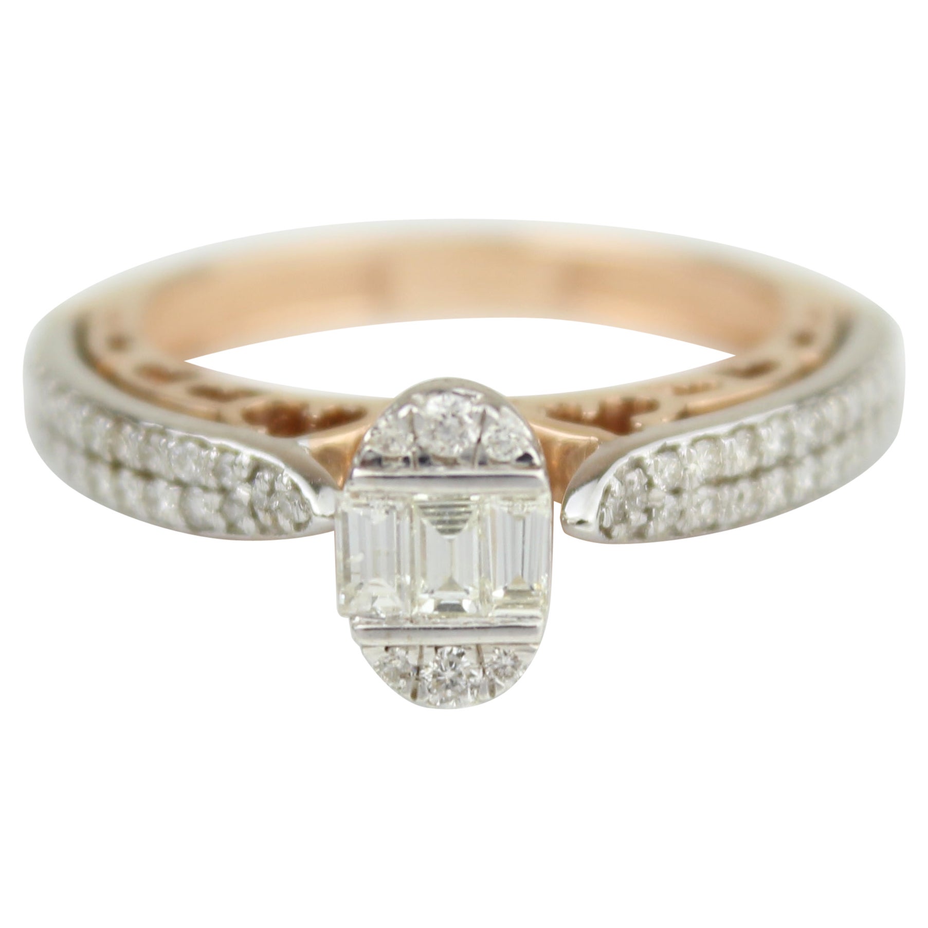 Oval Design Diamond Ring With Illusion Setting in 18k Solid Gold