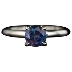 Rare 0.92 Ct Russian Alexandrite Platinum Engagement Ring