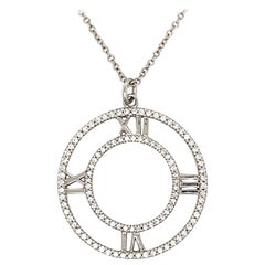Tiffany & Co. Atlas Diamond Open Medallion Pendant Necklace 18K White Gold Large