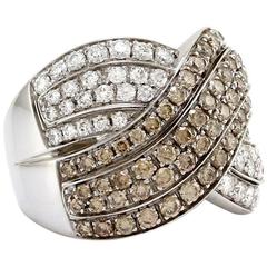 Garavelli Pavé Cognac Diamond Gold Crossover Band Ring 10