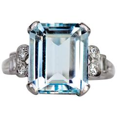 Antique 1920s Art Deco Platinum 8.00carat London Blue Topaz Engagement Ring