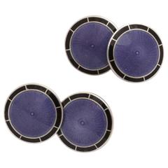 American Art Deco Sterling Silver and Guilloche Enamel Cufflinks 6