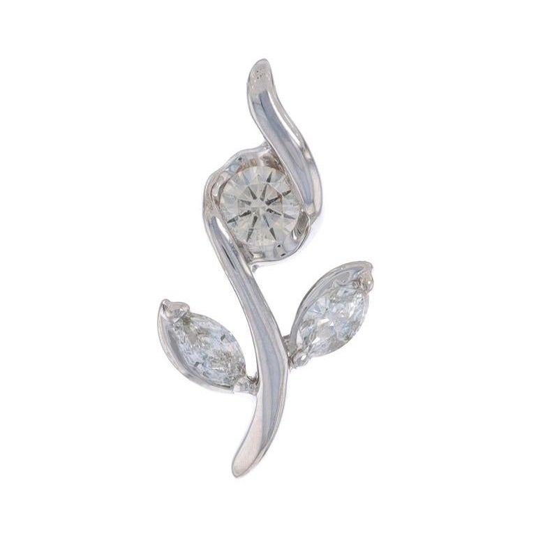 Sirena Collection Diamant-Blumen-Anhänger - Weißgold 14k Rund Brilliant 1/4ctw im Angebot