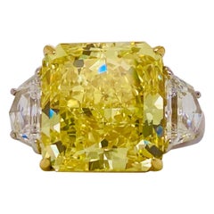 Emilio Jewelry Gia Certified 11.00 Karat Vivid Yellow Diamond Ring
