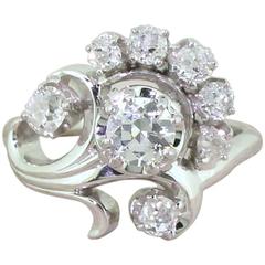 Jabel 1.03 Carat Old Cut Diamond “Flower” Ring